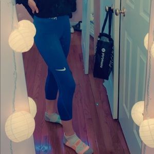 blue nike pro leggings